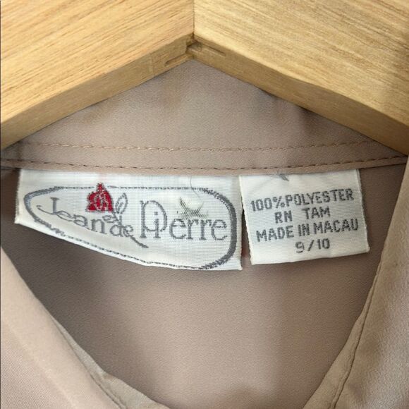 Vintage Jean de Pierre Tan Long Sleeve Pleated Blouse Size 10 NWT Deadstock 1980 - Picture 4 of 9